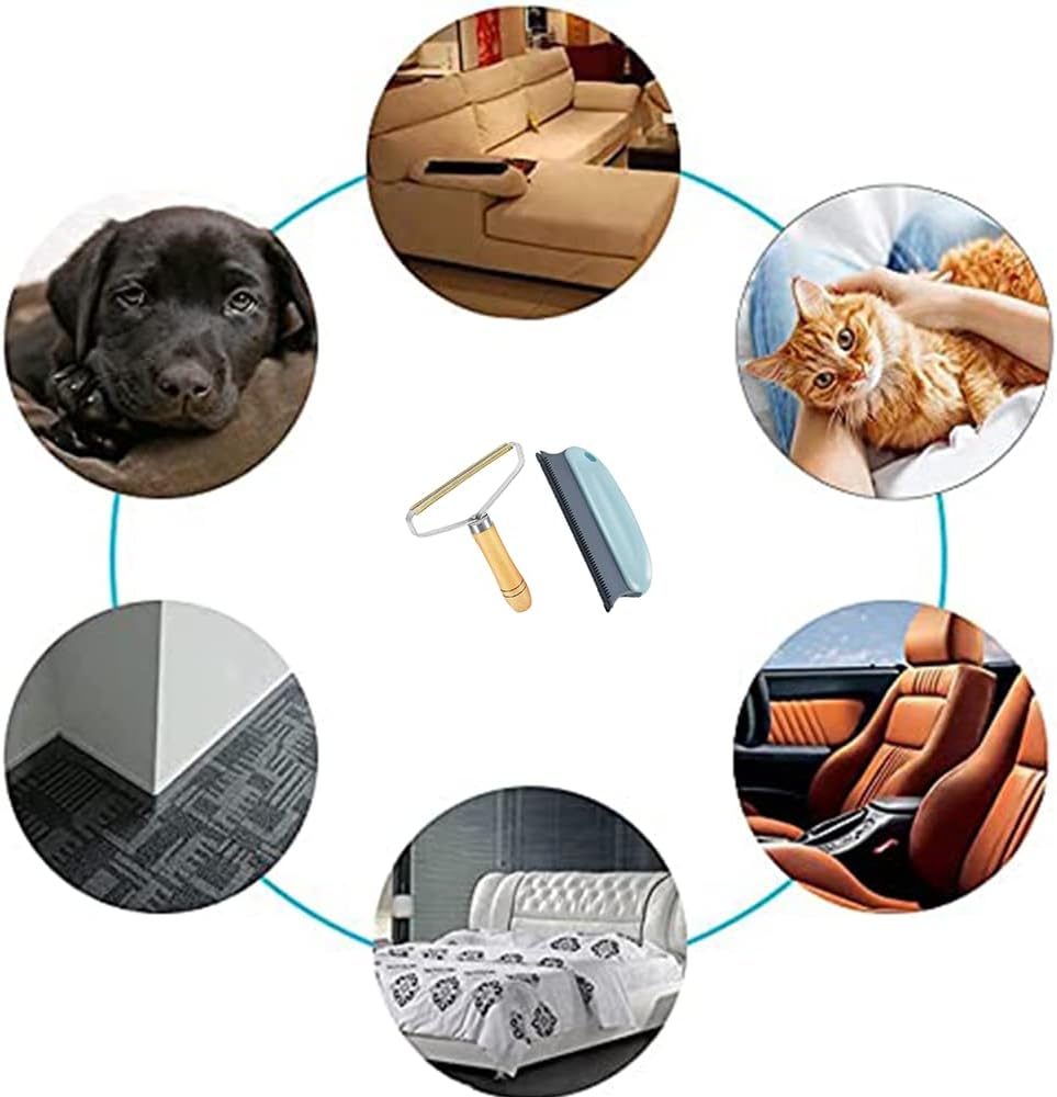 Pet Hair Remover Set for Carpet, Sofa & Clothes