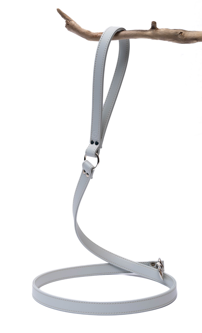 Ice Blue Apple Leather Dog Lead