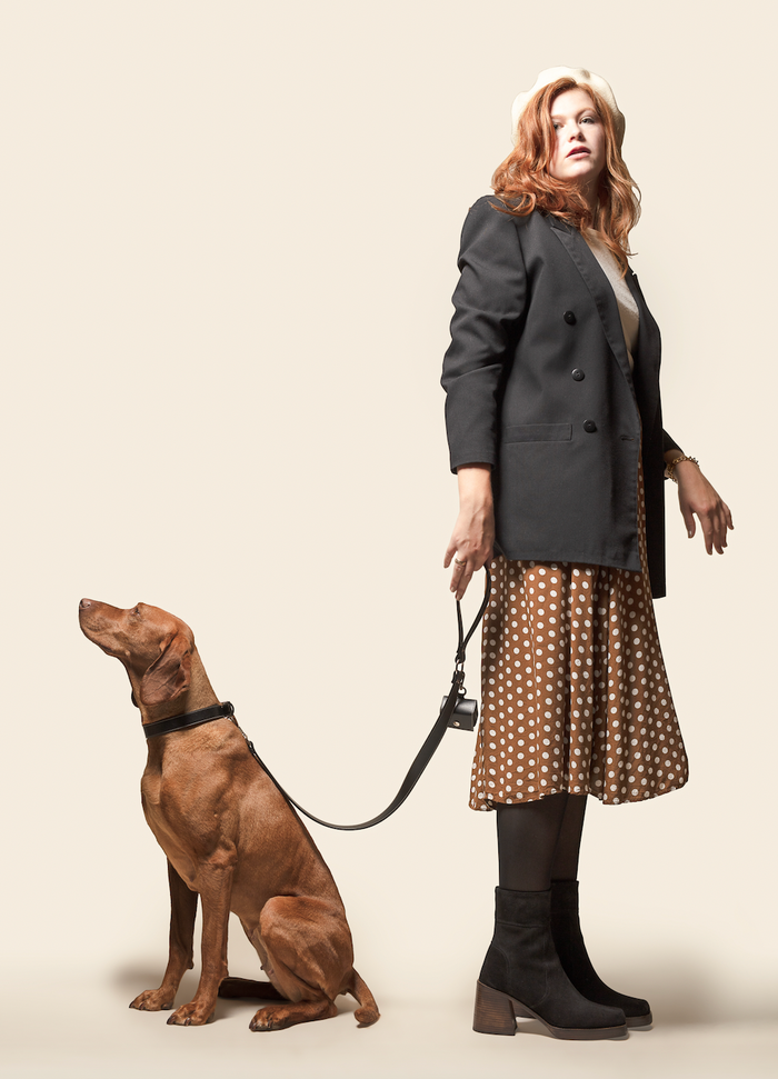 Black Apple Leather Dog Lead