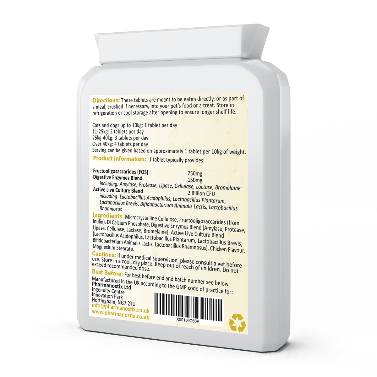 Pet-Flora Probiotics For Dogs and Cats, 120 Chicken Tablets