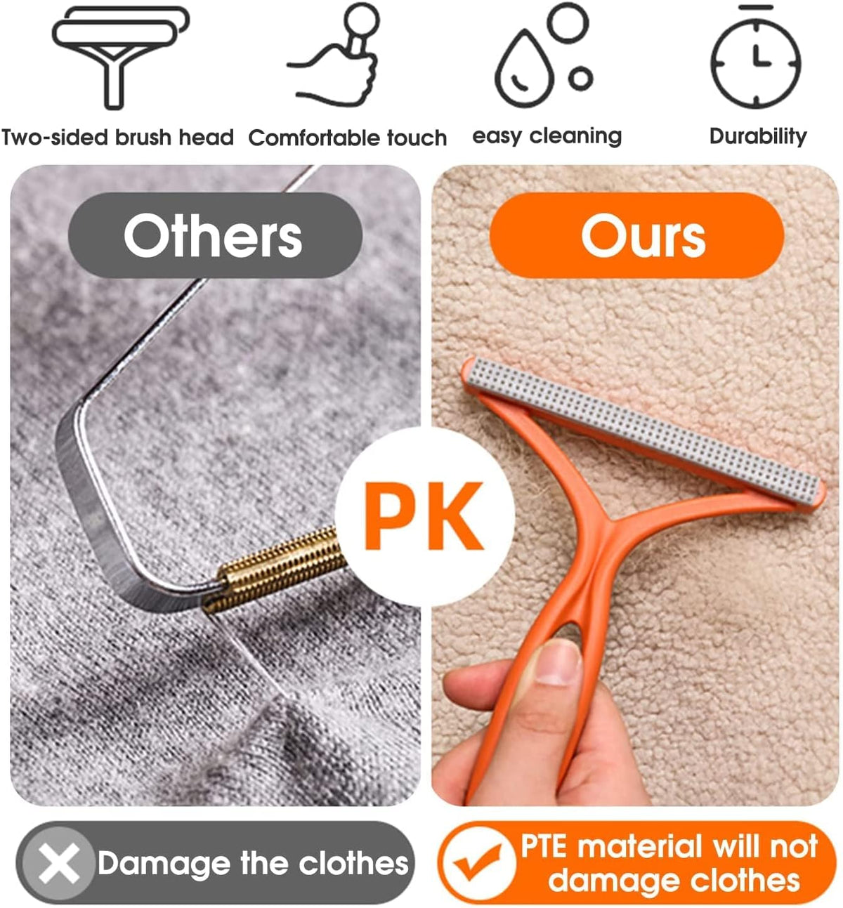 Reusable pet hair remover compared with traditional lint scraper
