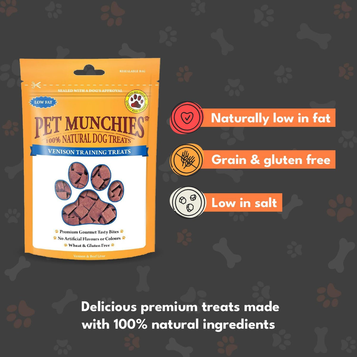 Pet Munchies Venison & Beef Liver Dog Training Treats 50g